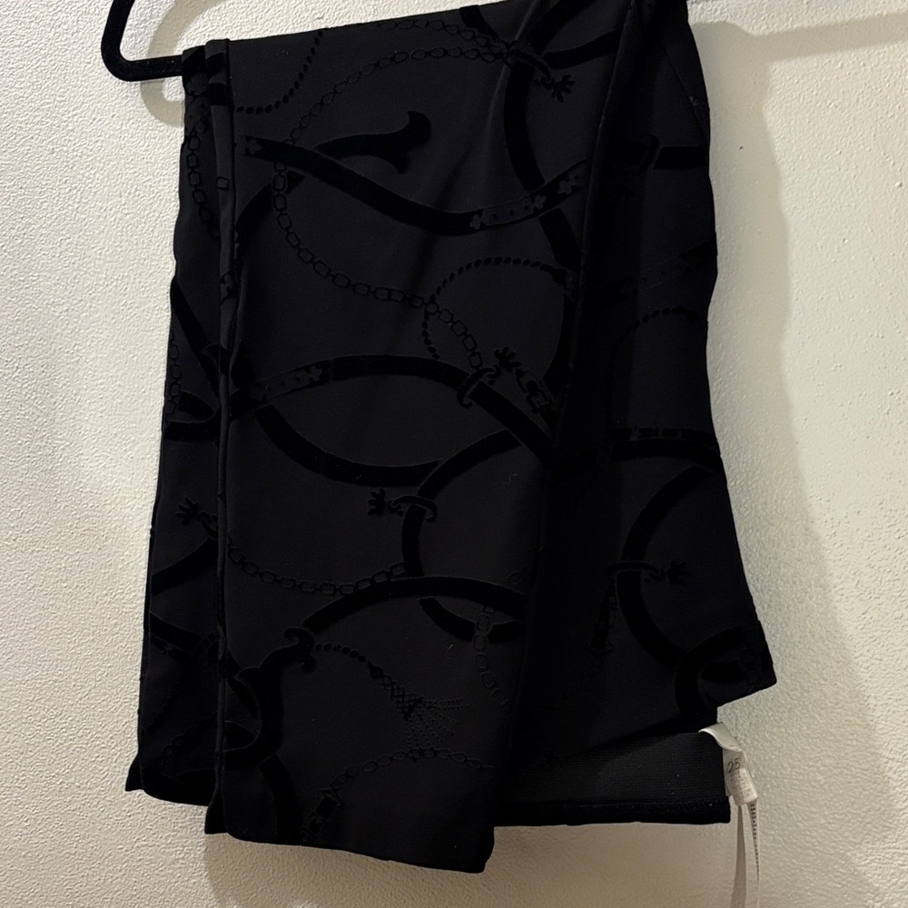 Chico's Black Velvet-Print Wide Leg Pants